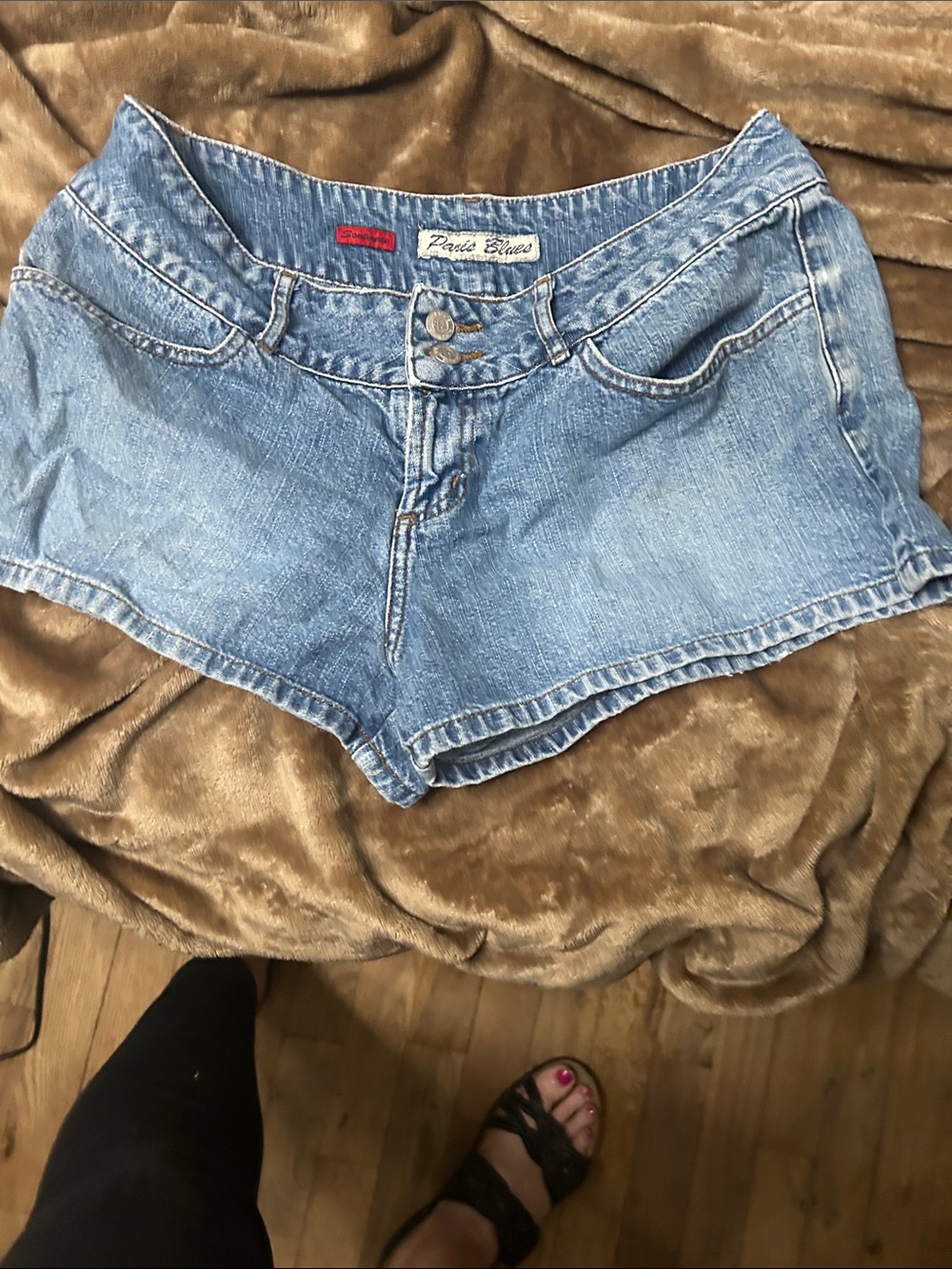 Paris Blues Light Denim Low-Rise Jean Shorts